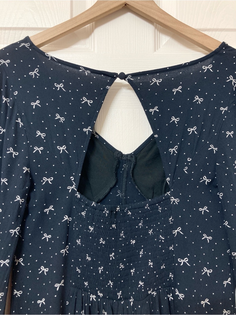 American Eagle Black Bow Print Babydoll Mini Romper Medium Grunge Punk 70s Retro - Picture 8 of 10
